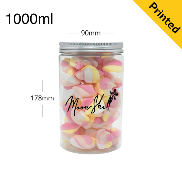 1000ml/90mm PET Plastic Jar Alu Cap 50/ctn