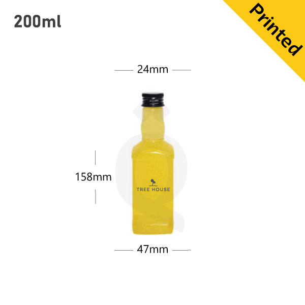 200ml PET Plastic Bottle with Black Alu Cap 200/ctn