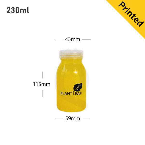 230ml PET Plastic Milk Bottle with White PP Cap 200/ctn