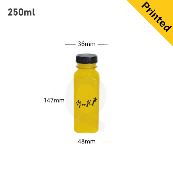 250ml PET Plastic Bottle with Black Plastic Cap 200/ctn