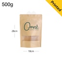 500g Kraft Stand Up Ziplock & Window Bag 250/ctn