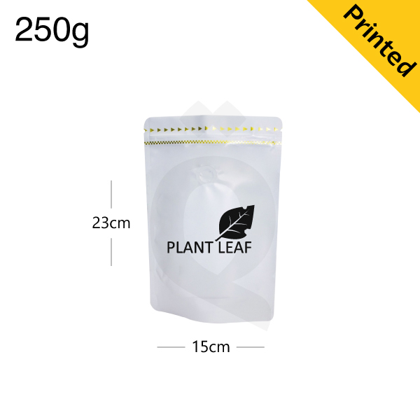250g White Stand Up Ziplock Valve Bag 300/ctn