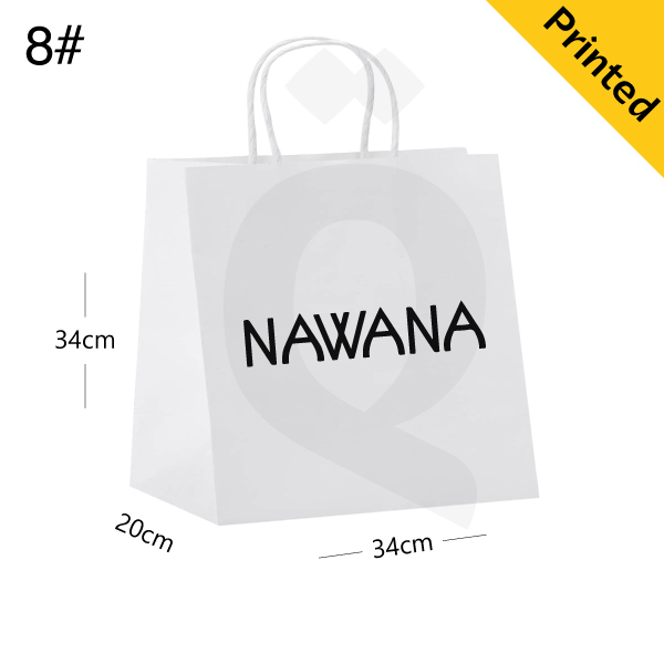 #8 White Paper Twisted Handle Bag Size 34x34x20cm