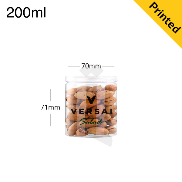200ml/70mm PET Plastic Jar Clear PP Cap 100/ctn