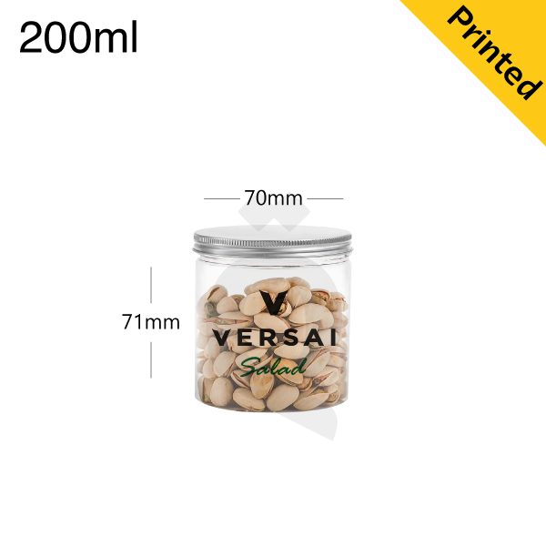 200ml/70mm PET Plastic Jar Alu Cap 100/ctn