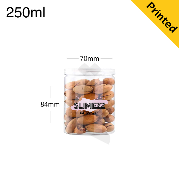250ml/70mm PET Plastic Jar Clear PP Cap 100/ctn