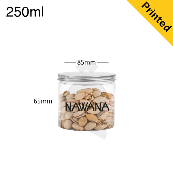 250ml/85mm PET Plastic Jar Alu Cap 100/ctn