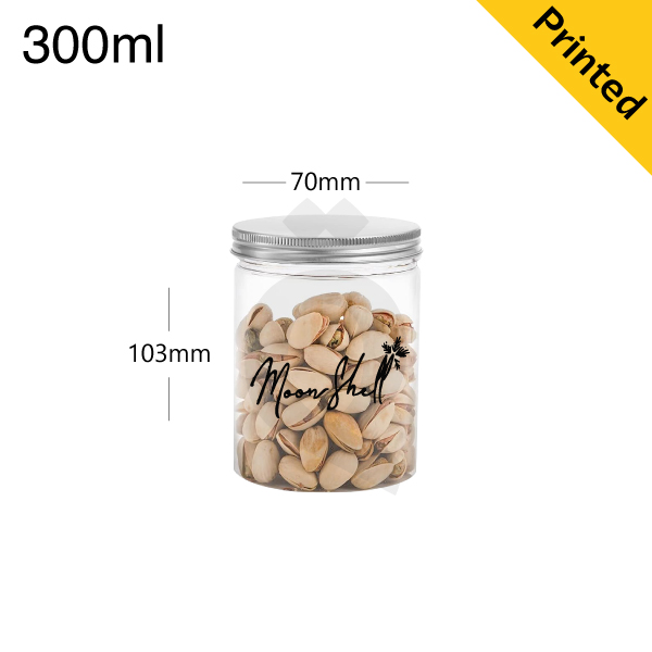 300ml/70mm PET Plastic Jar with Alu Cap 100/ctn