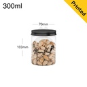 300ml/70mm PET Plastic Jar with Black Alu Cap 150/ctn