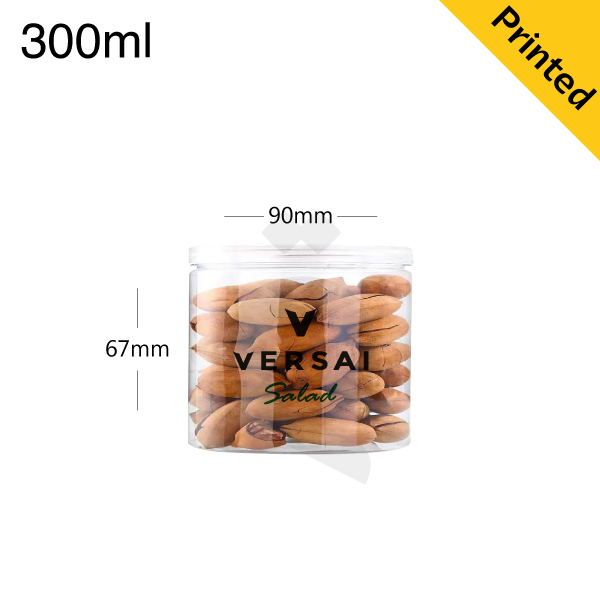 300ml/90mm PET Plastic Jar Clear Cap 100/ctn