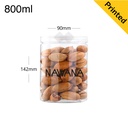 800ml/90mm PET Plastic Jar Clear PP Cap 100/ctn