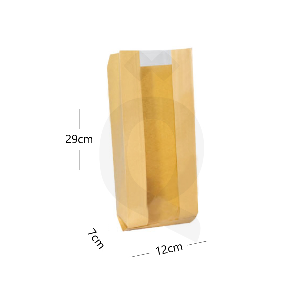 [003005] Satchel Kraft Paper Window Bag 12×7×29 cm 1000/ctn