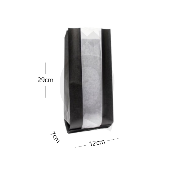 [003006] Satchel Black - White Paper Window Bag 12×29×7cm 1000/ctn