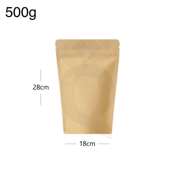 [003033] 500g Kraft Stand Up Ziplock Bag 250/ctn