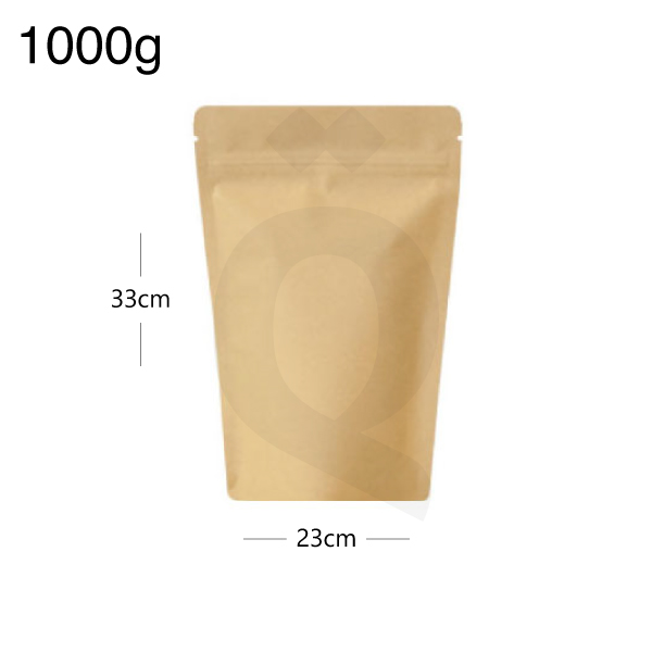 1000g Kraft Stand Up Ziplock Bag 250/ctn