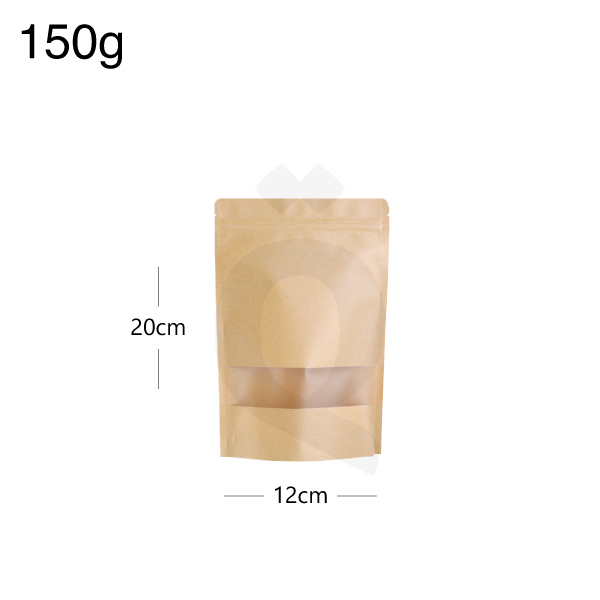 [003036] 150g Kraft Stand Up Ziplock Window Bag 400/ctn