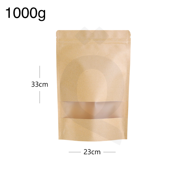 [003041] 1000g Kraft Stand Up Ziplock & Window Bag 250/ctn