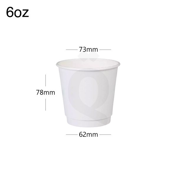 6oz Double Wall White Paper Cup 500/ctn