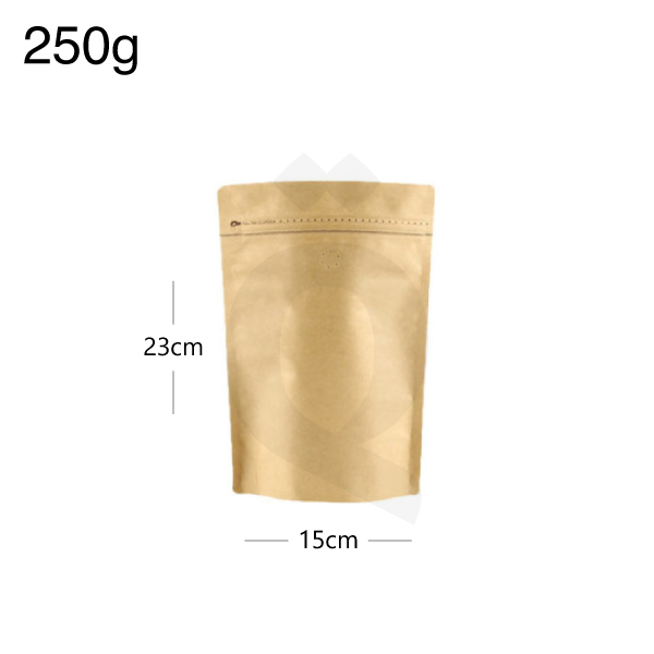 250g Kraft Stand Up Ziplock & Valve Bag 250/ctn