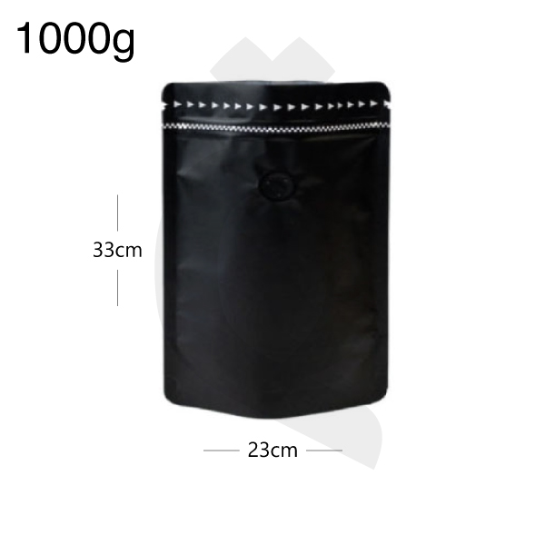 [003048] 1000g Black Stand Up Ziplock Valve Bag 250/ctn