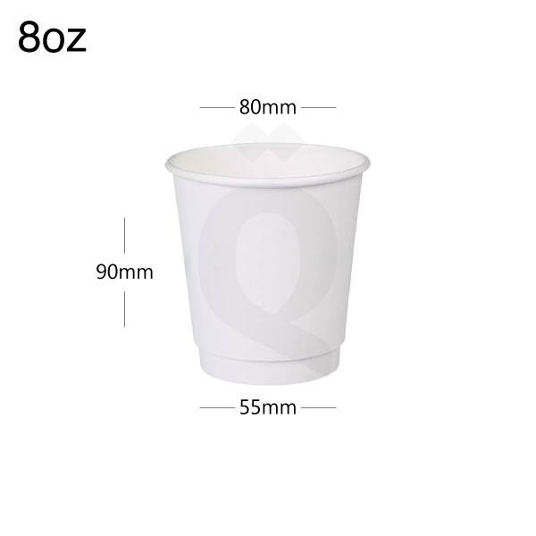 8oz Double Wall White Paper Cup 500/ctn