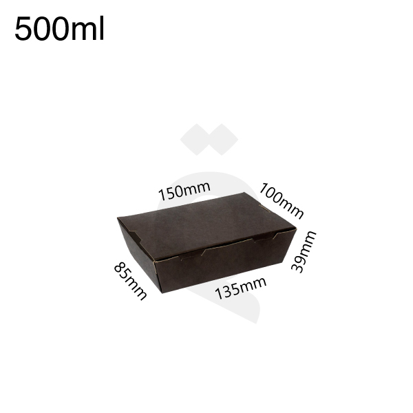 [004002] Black - 500ml Kraft Paper Lunch Box 200/ctn
