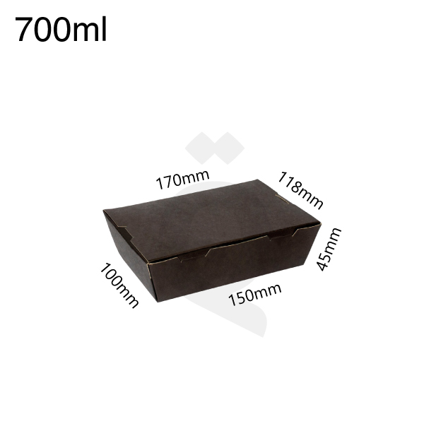Black - 700ml Kraft Paper Lunch Box 200/ctn