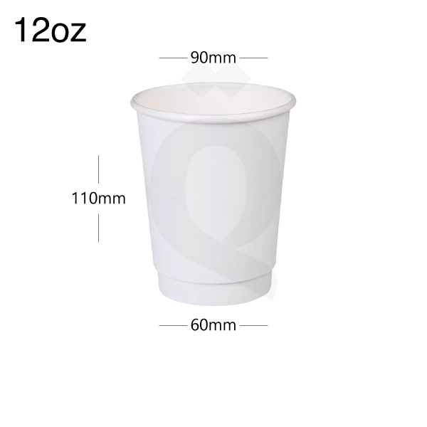 [001018] 12oz Double Wall White Paper Cup 500/ctn