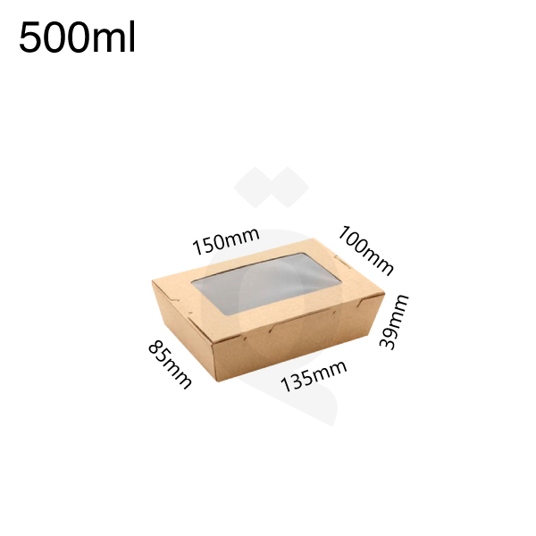 500ml Kraft Paper Window Lunch Box 200/ctn