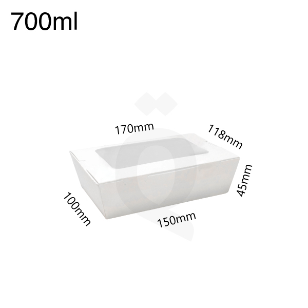[004014] 700ml White Paper Window Lunch Box 200/ctn