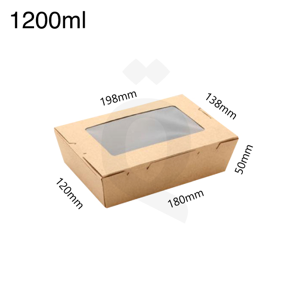 1200ml Kraft Paper Window Lunch Box 200/ctn
