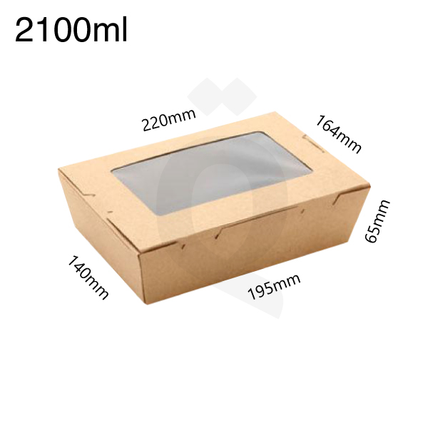 [004022] 2100ml Kraft Paper Window Lunch Box 200/ctn