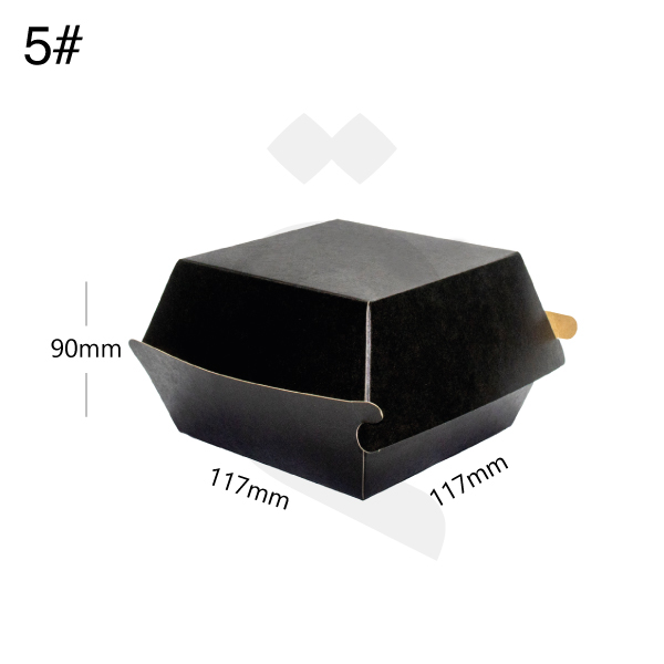 [004030] #5 Burger Black - Kraft Paper Box Size 11.7x11.7x9cm 200/ctn