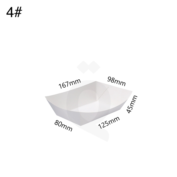 #4 White Paper Food Tray Size 12.5x8x4.5cm 500/ctn