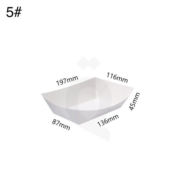#5 White Paper Food Tray Size 13.5x8.5x5cm 500/ctn