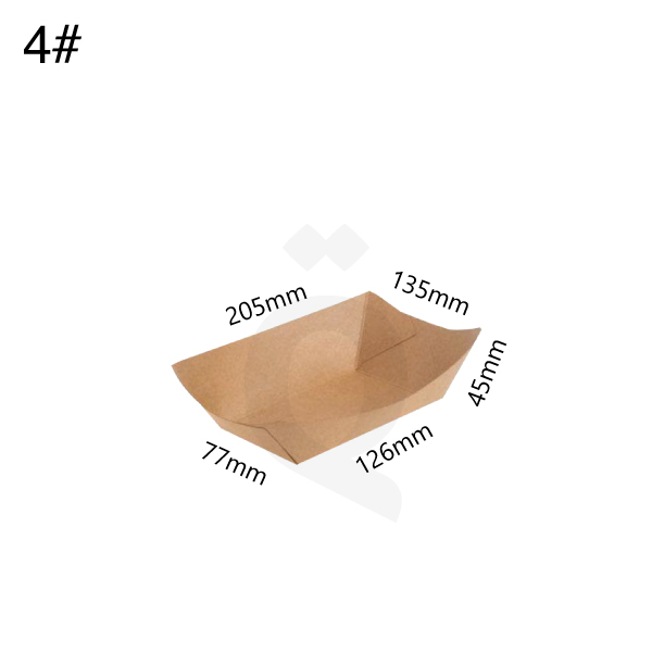 [004037] #4 Kraft Paper Food Tray Size 10.5x7x4.5cm 500/ctn