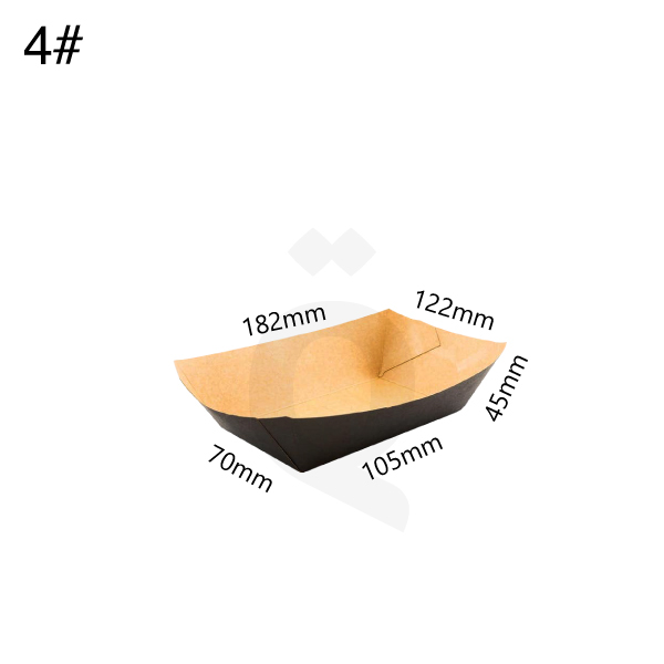 #4 Black - Kraft Paper Food Tray Size 10.5x7x4.5cm 500/ctn