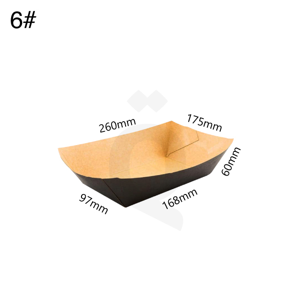 [004043] #6 Black - Kraft Paper Food Tray Size 16.8x9.7x6cm 500/ctn