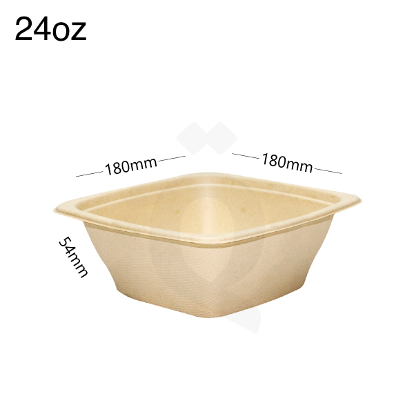 24oz Bagasse Sugarcane Square Food Bowl 300/ctn