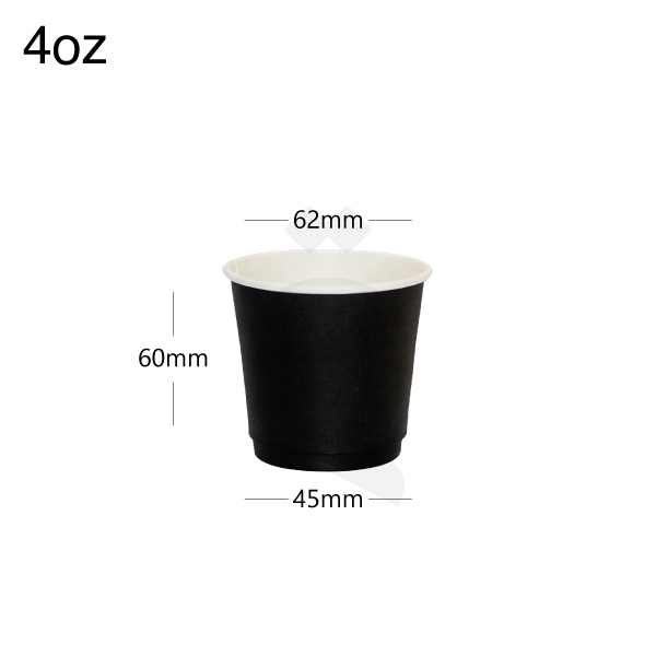 4oz Double Wall Black - White Paper Cup 500/ctn