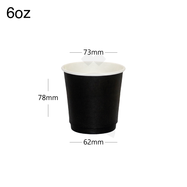 6oz Double Wall Black - White Paper Cup 500/ctn