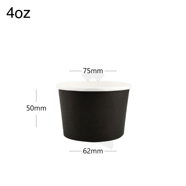 [005007] 4oz Black - White Paper Ice Cream Cup 1000/ctn