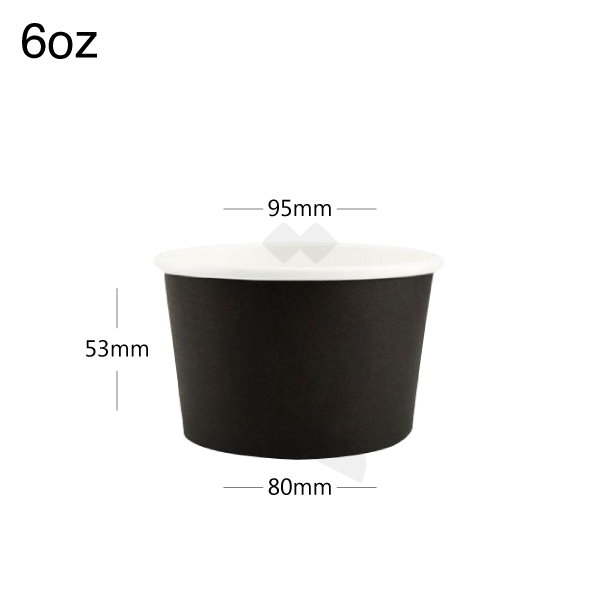 [005008] 6oz Black - White Paper Ice Cream Cup 1000/ctn