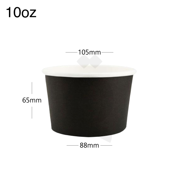 [005009] 10oz Black - White Paper Ice Cream Cup 1000/ctn