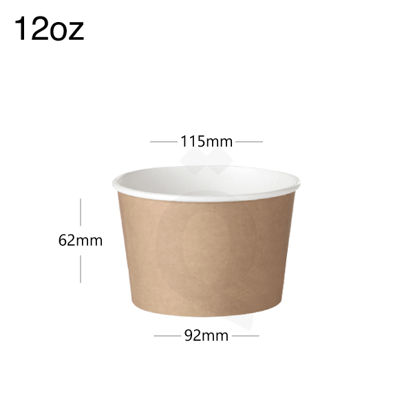12oz Brown - White Paper Soup Cup 500/ctn