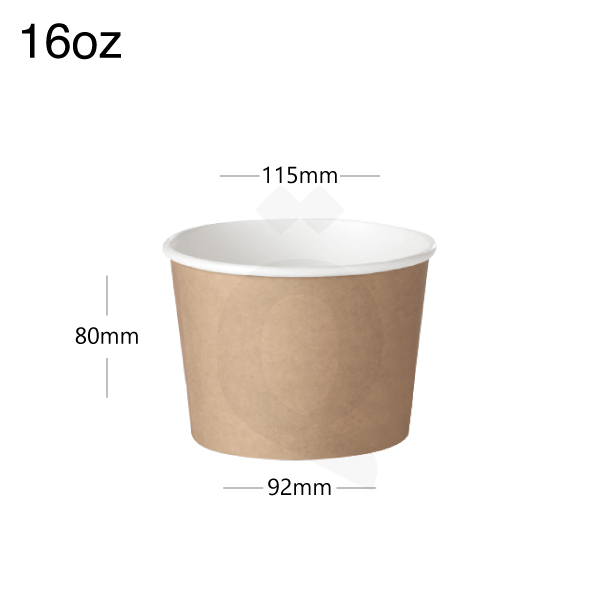 [005019] 16oz Brown - White Paper Soup Cup 500/ctn