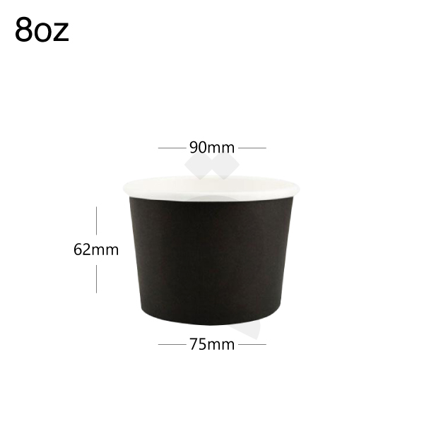 [005020] 8oz Black - White Paper Soup Cup 500/ctn