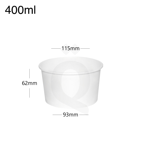 [005023] 400ml White Paper Soup Cup 300/ctn0