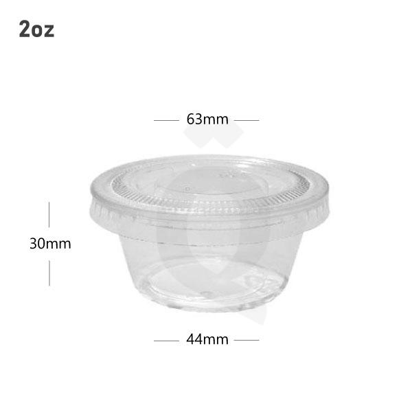 [006021] 2oz PP Plastic Clear Sauce Cup with PET Lid 2000/ctn