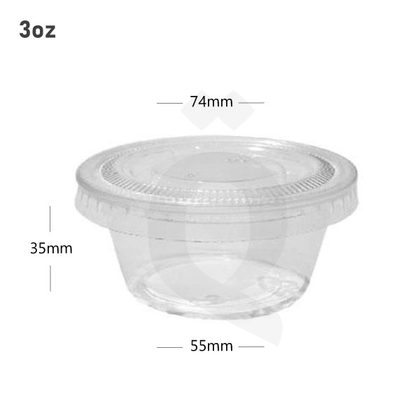 [006022] 3oz PP Plastic Clear Sauce Cup with PET Lid 1000/ctn